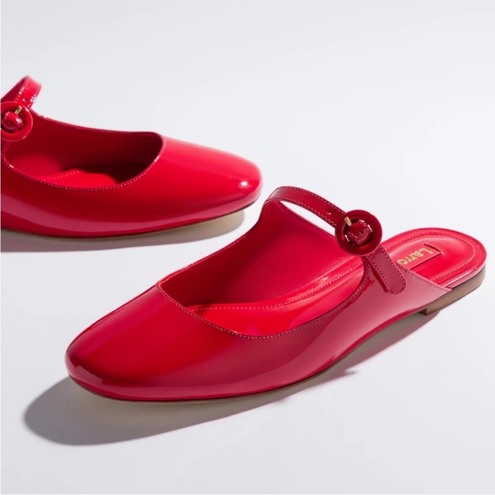 Larroude Red Patent Leather Mary-Jane Mule